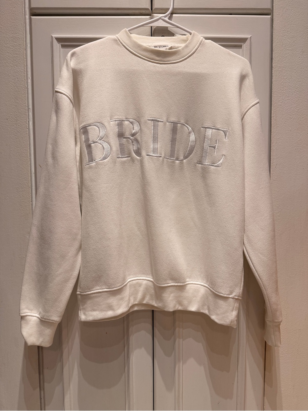 BRIDE White Embroidered Crewneck Sweater Small Six Stories